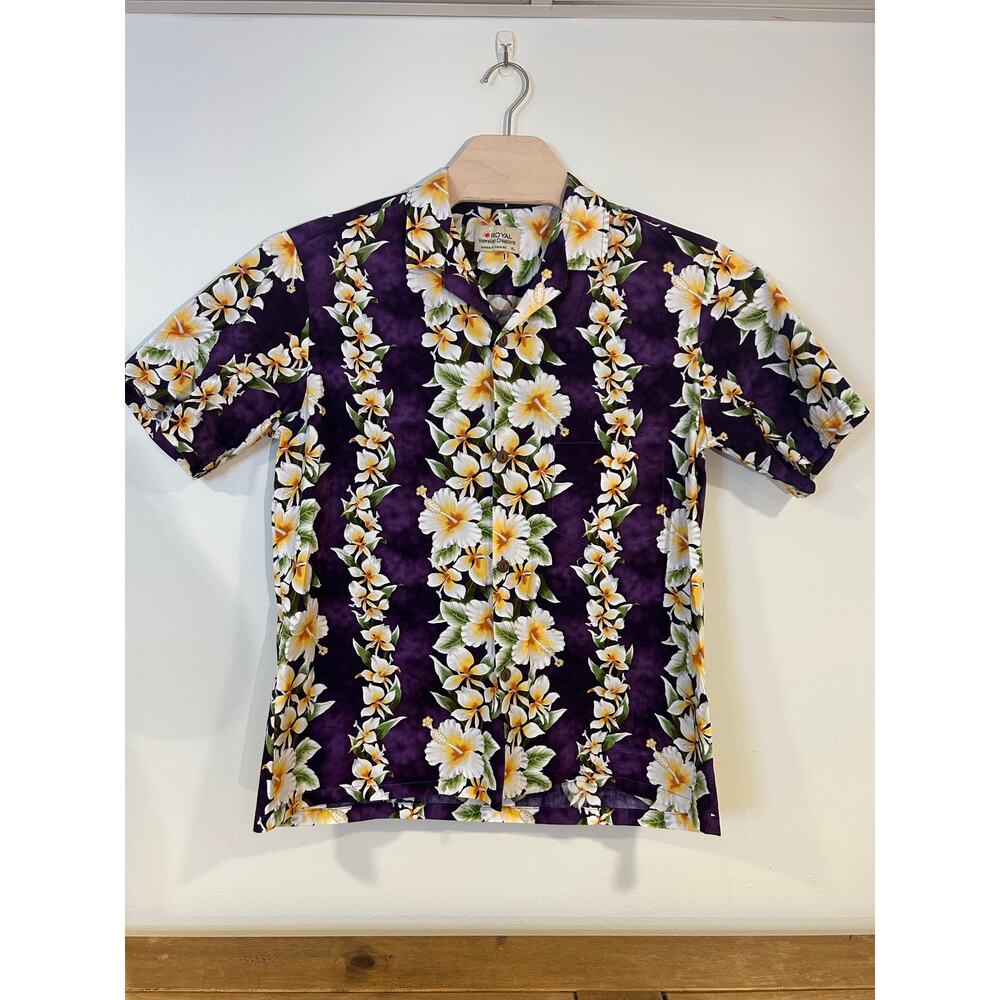 Royal Hawaiian Creations Sz XL Floral Hibiscus Mens Shirt Button Up Cotton Vtg